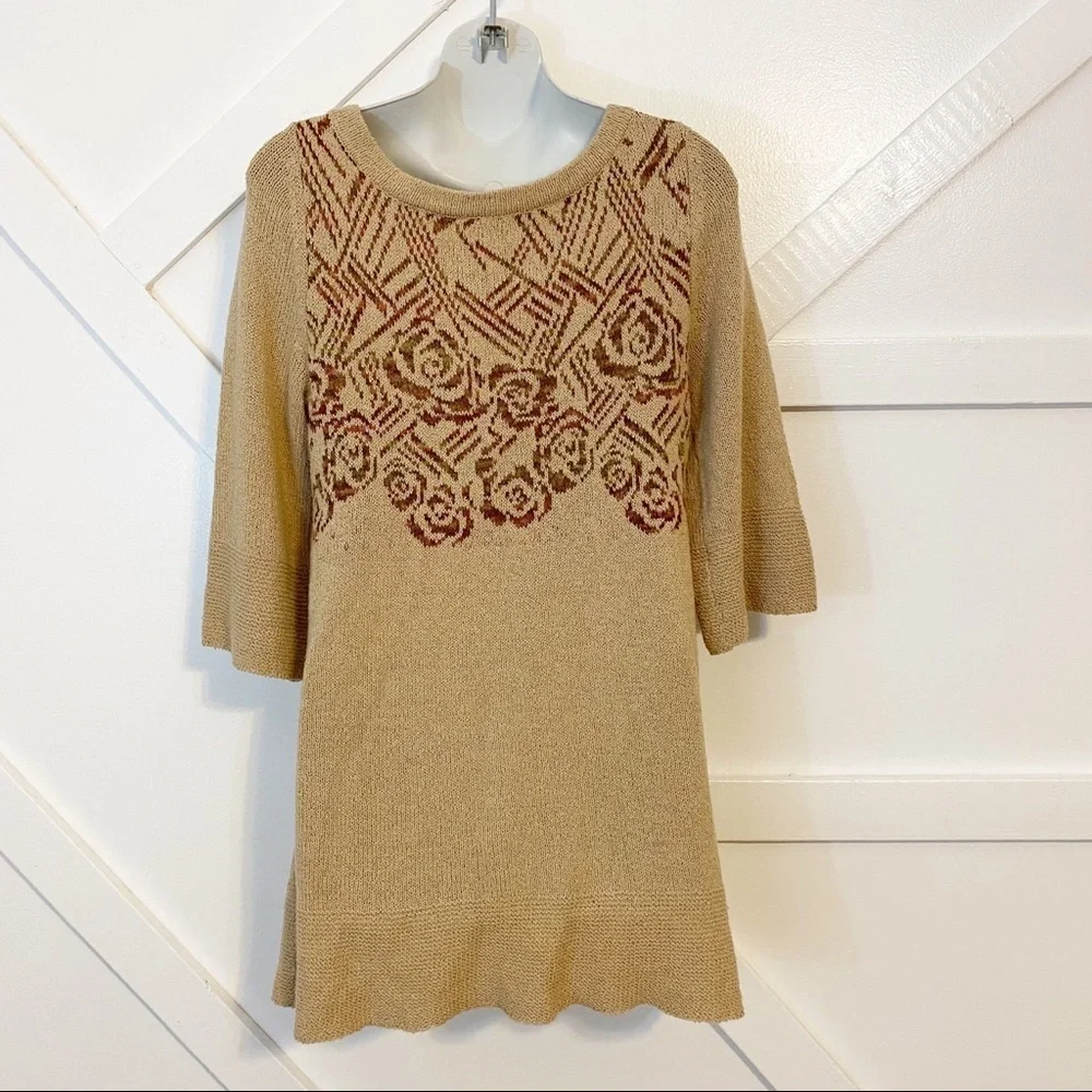 Free People Desert Rose Wool Sweater Tunic Sz XS